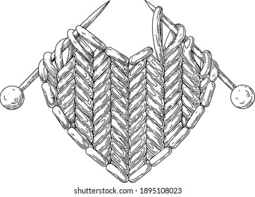Knitted heart with two spokes.