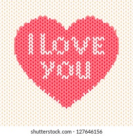 Knitted heart. Vector illustration