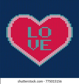 Knitted heart. Vector seamless pattern for sweater.