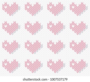 Knitted hearts seamless pattern