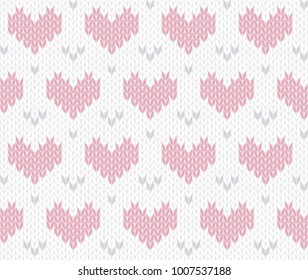 Knitted hearts seamless pattern