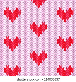 Knitted hearts seamless pattern
