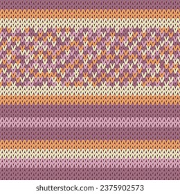 Knitted jersey vector seamless pattern. Warm jumper striped jersey textile. Craft knitted fabric texture ornament. Fiber knitting clothing pattern. Homemade knitting mixed pattern print.