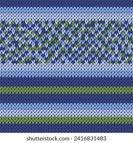 Knitted jersey vector seamless pattern. Winter sweater striped jersey textile. Craft knitted fabric striped ornament. Fiber knitting clothing pattern. Traditional crochet nordic handicraft sample.
