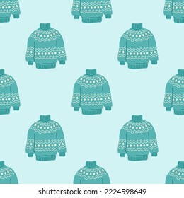 Knitted Jumper Seamless Pattern. Christmas collection. Flat vector illustration