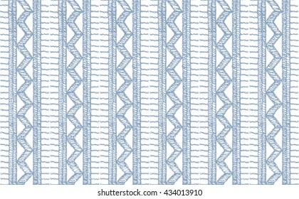 Knitted lace, lace pattern crochet, macrame. Floral seamless pattern with a fringe border knitted or woven macrame in boho style, chevron