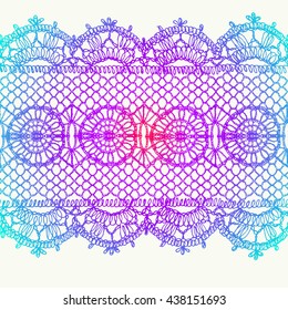 Knitted lace, lace pattern crochet, macrame. Floral seamless pattern with a fringe border knitted or woven macrame in boho style, chevron