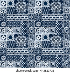 Knitted lace, lace pattern crochet, macrame. Floral seamless pattern with a fringe border knitted or woven macrame in boho style, chevron