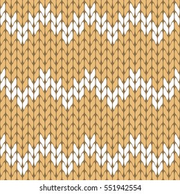 Knitted light brown and white background pattern triangle isolated vector