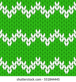 Knitted light green and white background pattern triangle isolated vector