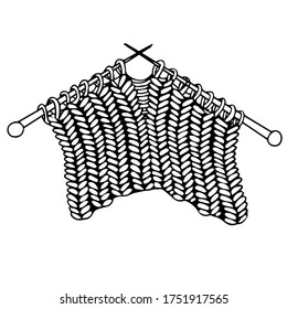 knitted made of wool, knitting yarn, vector illustration isolated on white background