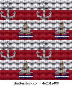 Knitted marine seamless pattern