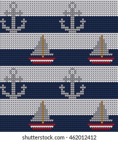 Knitted marine seamless pattern