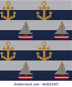 Knitted marine seamless pattern