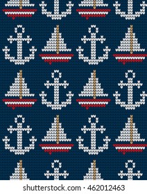 Knitted marine seamless pattern