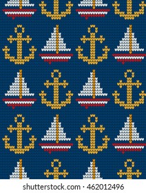 Knitted marine seamless pattern