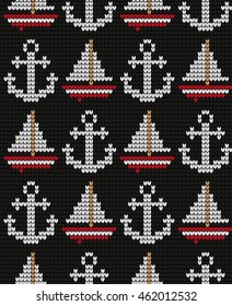 Knitted marine seamless pattern