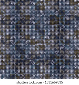 Knitted Marl Variegated Heather Texture Background. Denim Gray Blue Blended Line Seamless Pattern. For Woolen Fabric, Dyed Nordic Textile, Triblend Melange Scandi All Over Print. Vector Eps 10 