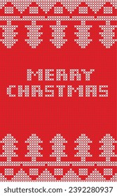 knitted Merry  christmas background  with tree