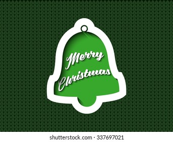 Knitted Merry Christmas Greeting Card Applique