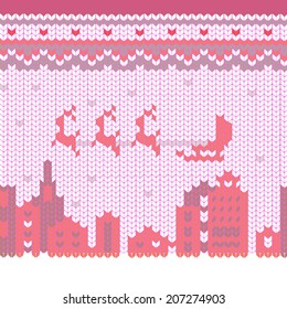 Knitted Merry Christmas pattern. Vector illustration
