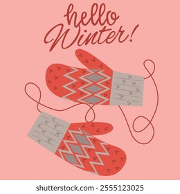 Knitted mittens, hello Winter. A warm hand accessory.