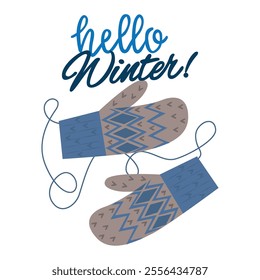 Knitted mittens, hello Winter. A warm hand accessory.