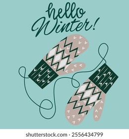 Knitted mittens, hello Winter. A warm hand accessory.