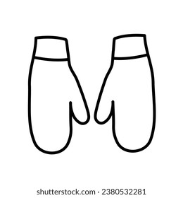 Knitted mittens isolated outline vector icon.