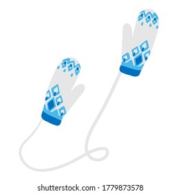 knitted mittens on the white background