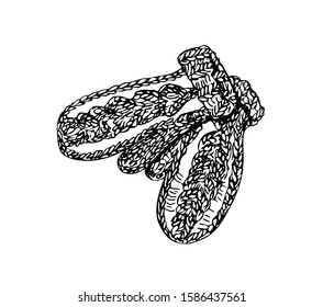 Knitted mittens with pattern in line art style. Cozy winter.
