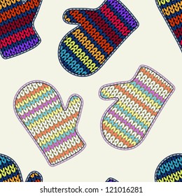 Knitted mittens. Seamless texture.