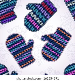 Knitted mittens. Seamless texture.