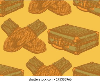 Knitted mittens, sketch seamless pattern