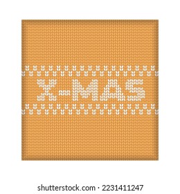 Knitted New Year poster minimalistic set. X mas. Christmas tree on green background. Seamless Christmas pattern. Vector illustration