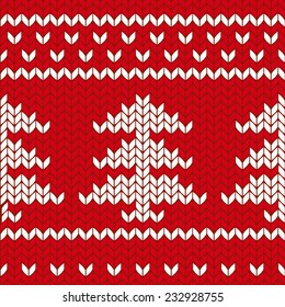 Knitted New Year tree, vector seamless pattern