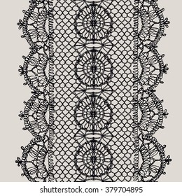 Knitted openwork lace mesh. Seamless vector pattern.