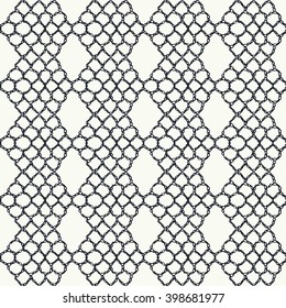 Knitted openwork lace mesh. Seamless vector pattern.