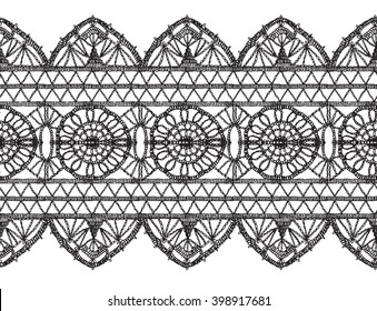 Knitted openwork lace mesh. Seamless vector pattern.
