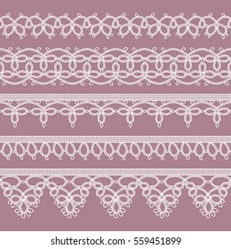 Knitted openwork lace mesh. Seamless vector pattern. White