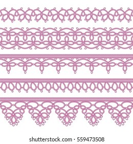 Knitted openwork lace mesh. Seamless vector pattern. Pink
