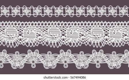Knitted openwork lace mesh. Seamless vector pattern