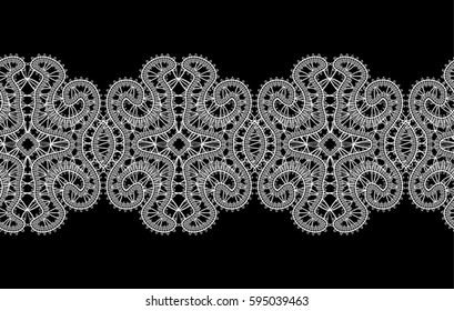 Knitted openwork lace mesh. Seamless vector pattern.