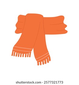 Knitted orange scarf. Warm winter clothes, accessories. Vector illustration, flat style.