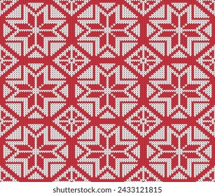 Knitted Ornament ball Christmas Symbol Seamless Pattern. Vector illustration.