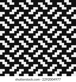Ornamento de punto. Patrón blanco y negro, texturas abstractas de tela de patrón de moda sin fisuras, ilustración monocromática del vector de arte de píxeles. Diseño para aplicaciones web y móviles.