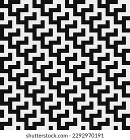 Knitted ornament. Black and white pattern, abstract seamless fashion trend pattern fabric textures, pixel art vector monochrome illustration. Design for web and mobile app.