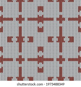 Knitted ornament seamless pattern. Vector illustration  Colors: Sunglo, Alice Blue