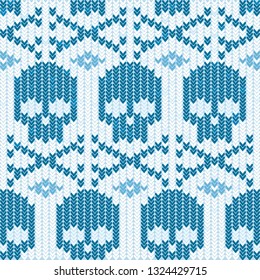 Knitted ornaments with skulls