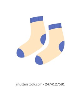 Knitted pair of socks, cotton and woolen footwear for boys and girls vector illustration
